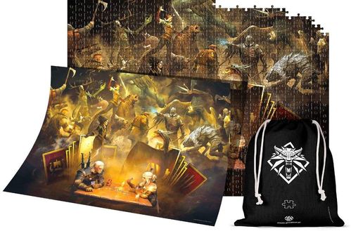Pack The Witcher Playing Gwent Puzzle + Poster + Bolsa de Tela